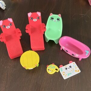 7 SHOPKINS McDonald's Happy Meal 2017 Tub, 2 Lounge, Table, Mousy Art, Cat Chair